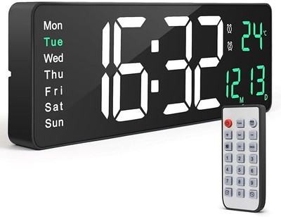 VGmax Digital White-Green Clock