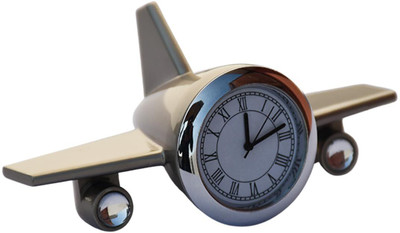 Saugat Traders Analog Aeroplane Table Clock Showpiece for Office Desk, Study Table - Corporate Gift Clock