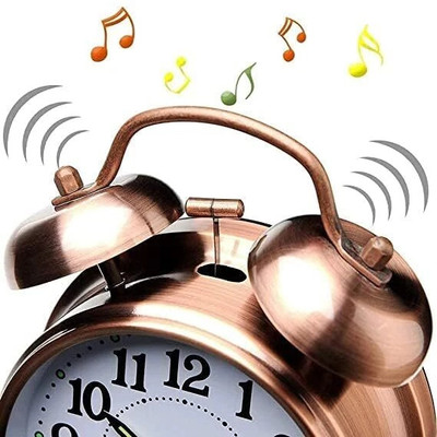 ONEKLIK Analog Table Alarm Clock Twin Bell Metal Frame With light for Home and Office (Copper) Clock