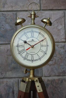 Neo Classic Analog Wooden Tripod Stand Clock Adjustable, Fitting Tripod Clock
