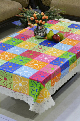 pk craft PVC 2 Seater Floral Table Cover(Multicolor)