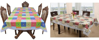 RDR INDUSTRIES Cotton 6 Seater Printed Table Cover(Multicolor, Pack of 2)