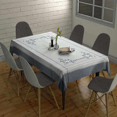 Sunrise Solid 6 Seater Table Cover(Grey, Polyester)