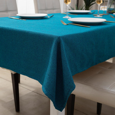 HOKiPO Polyester, Cotton 6 Seater Solid Table Cover(Teal)