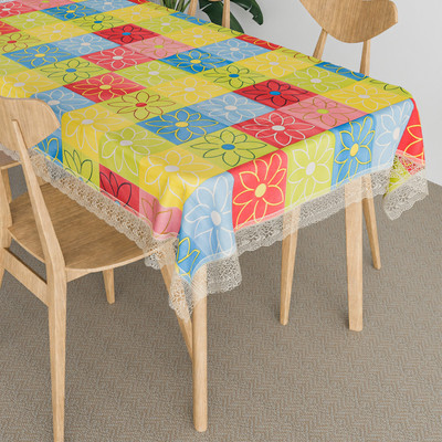 KUBER INDUSTRIES Self Design 8 Seater Table Cover(Yellow, PVC)