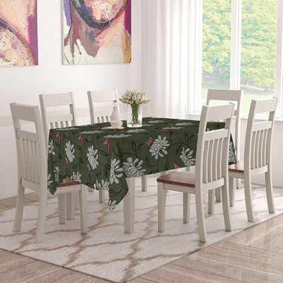 CASA FURNISHING Polyester 6 Seater Floral, Printed, Self Design Table Cover(Green)
