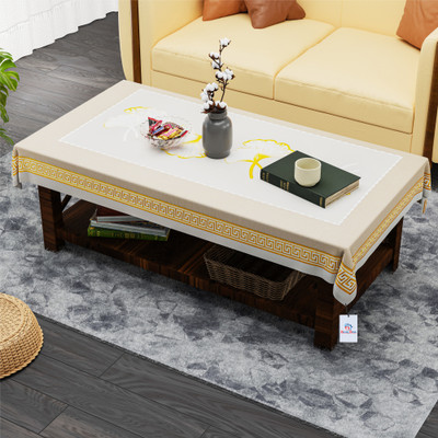 Heart Home Self Design 4 Seater Table Cover(Beige, PVC)