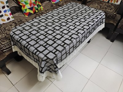 RMDecor Checkered, Printed 4 Seater Table Cover(Grey, PVC)