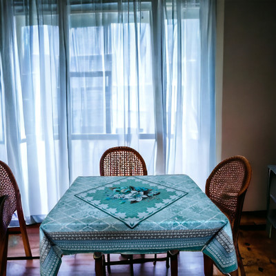 kashtu Embroidered 4 Seater Table Cover(Green, Polyester)