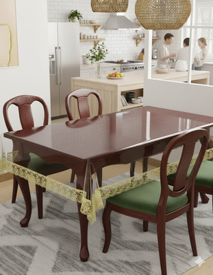 Faizandecor PVC 4 Seater Solid Table Cover(Golden)