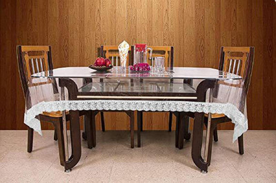 KUBER INDUSTRIES Self Design 6 Seater Table Cover(Transparent, PVC)