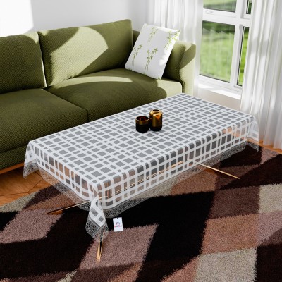 Heart Home Checkered 4 Seater Table Cover(White, PVC)