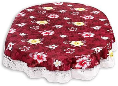 RMDecor PVC, Polyester 6 Seater Floral, Printed Table Cover(Maroon)