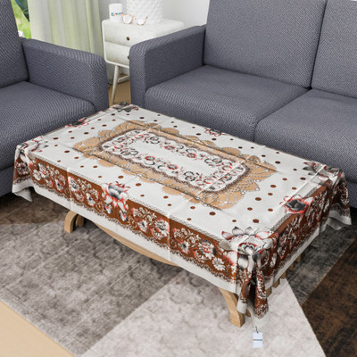 HOMESTIC Self Design 4 Seater Table Cover(Silver, PVC)