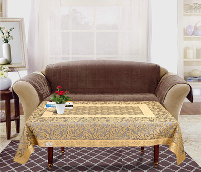 KUBER INDUSTRIES Self Design 4 Seater Table Cover(Gold, Cotton)