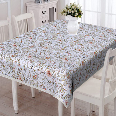 Texstylers Cotton 8 Seater Abstract Table Cover(Orange Yellow)
