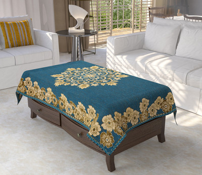 Furnishing Hut Cotton 4 Seater Floral Table Cover(Aqua)