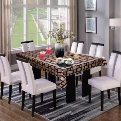 Casanest Printed 8 Seater Table Cover(Beige Box Design, PVC)