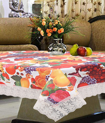 KUBER INDUSTRIES Floral 4 Seater Table Cover(Multicolor, PVC)