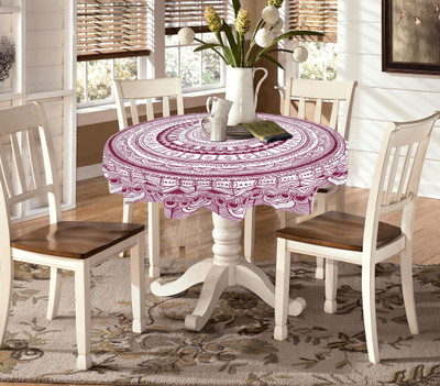 RajoDyana Cotton 6 Seater Printed Table Cover(Maroon)