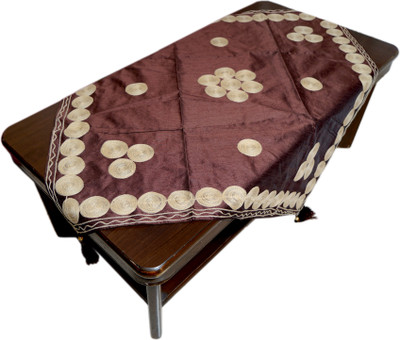 VILOHITA Velvet 4 Seater Embroidered Table Cover(Brown)