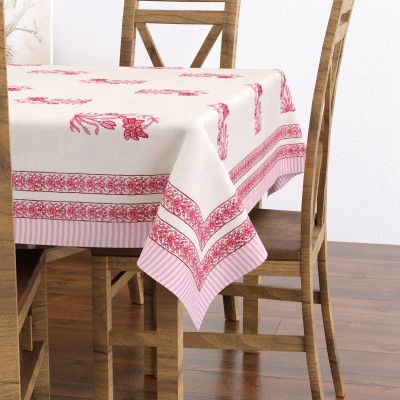 Blocks Of India Floral 6 Seater Table Cover(Pink, Cotton)