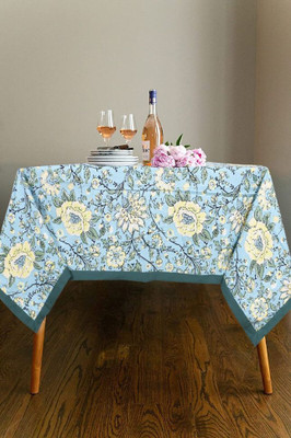 Go Texstylers Cotton 4 Seater Printed Table Cover(Green)