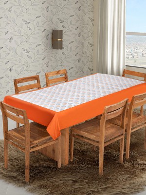 Dekor World Geometric 6 Seater Table Cover(Orange, Cotton)