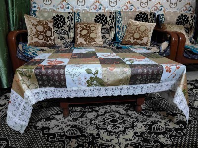 Sidhifashion Printed 6 Seater Table Cover(Brown, dark brown, White, PVC, Polyester)