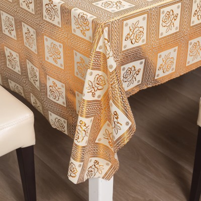 HOKiPO Floral 4 Seater Table Cover(Gold, PVC)