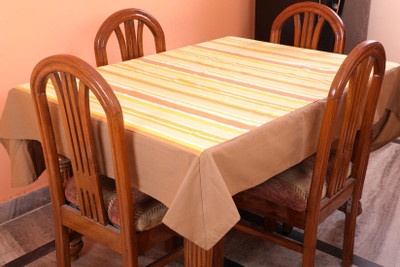 Dekor World Cotton 4 Seater Printed Table Cover(Yellow)