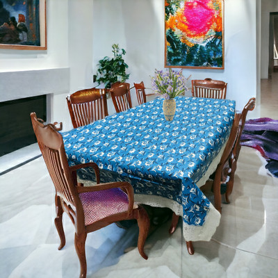 Mopak Decor Printed 4 Seater Table Cover(Blue, Polyester)