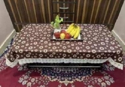 croox Printed 4 Seater Table Cover(Brown, PVC)