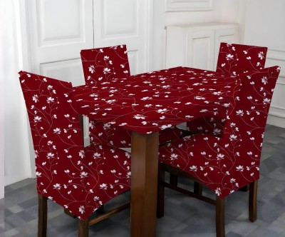 TURIYA Abstract 4 Seater Table Cover(Maroon, Polyester, Spandex, Pack of 4)