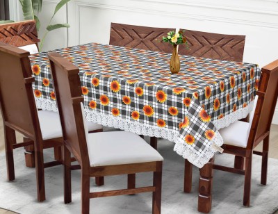 Bluegrass Printed 6 Seater Table Cover(Grey Sunflower, PVC)