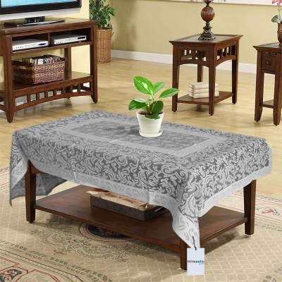 HOMESTIC Floral 4 Seater Table Cover(White & Grey, Cotton)