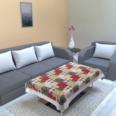 Flipkart SmartBuy Vinyl 4 Seater Floral Table Cover(Beige, Maroon)