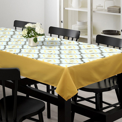 Dekor World Cotton 4 Seater Printed Table Cover(Yellow)
