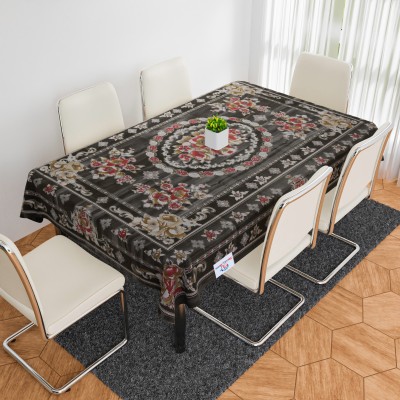 Heart Home Floral 6 Seater Table Cover(Black, PVC)