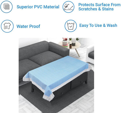 ZITIN Checkered 2 Seater Table Cover(Blue, PVC)