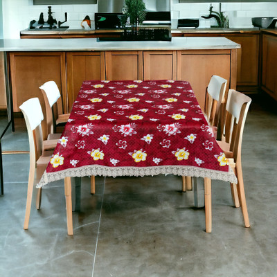Mopak Decor Printed 4 Seater Table Cover(Maroon, Polyester)
