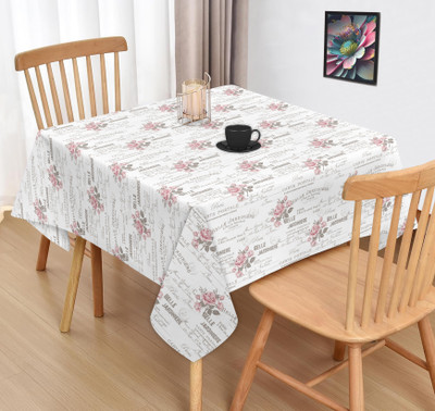 OASIS Cotton 2 Seater Printed Table Cover(White)