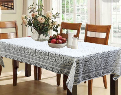 Flipkart SmartBuy Self Design 6 Seater Table Cover(White, Polyester)