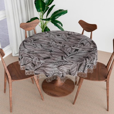 KUBER INDUSTRIES Floral 4 Seater Table Cover(Black, PVC)