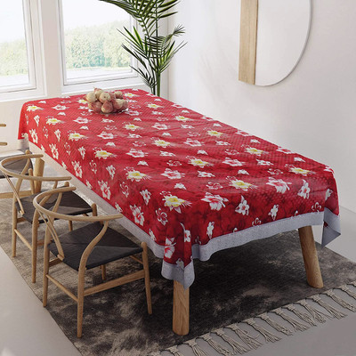 BHARAT RETAIL INC PVC 6 Seater Printed Table Cover(Maroon)