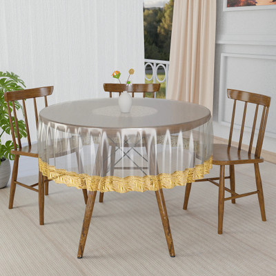 KUBER INDUSTRIES Self Design 4 Seater Table Cover(White, PVC)
