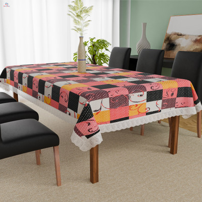 Heart Home Self Design 6 Seater Table Cover(Multicolor, PVC)