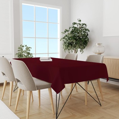 Trance Home Linen Solid 6 Seater Table Cover(Maroon, Cotton)