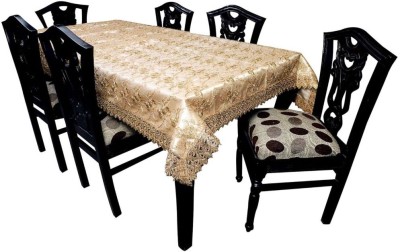 TANLOOMS Embroidered 6 Seater Table Cover(Golden, Polyester)