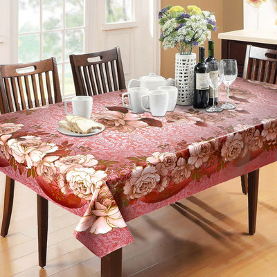 Dakshya Industries Printed 6 Seater Table Cover(Red, PVC)